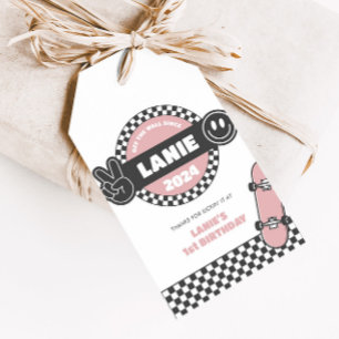 Girls' Chequered Skateboard Groovy Rad Birthday Gift Tags