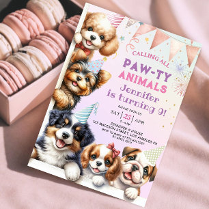 Girls Chien Chien Chien Pawty 9e Invitation annive