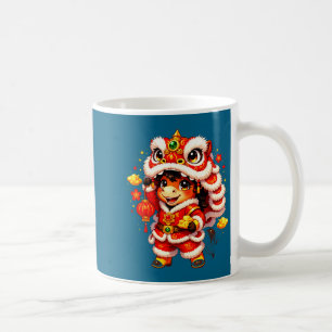 Girls Chinese Fun Lion Dance Lunar Coffee Mug