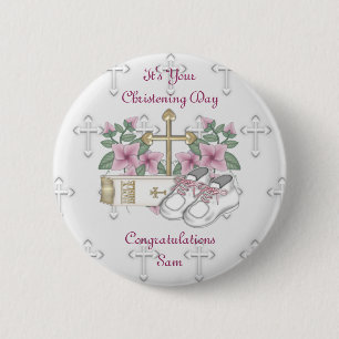 Girls Christening Shoes 2 Inch Round Button