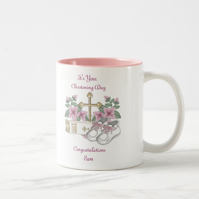 Girls Christening Shoes Two-Tone Coffee Mug (Right)