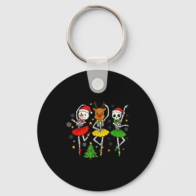 Girls Christmas Ballet Skeleton Ballerina Women Sk Keychain (Front)