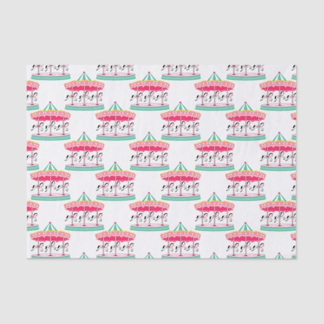 Girls Circus carousel pattern party tissue paper (Front)