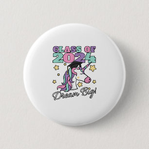 Girls Class of 2024 Magical Unicorn Graduation Cap 2 Inch Round Button