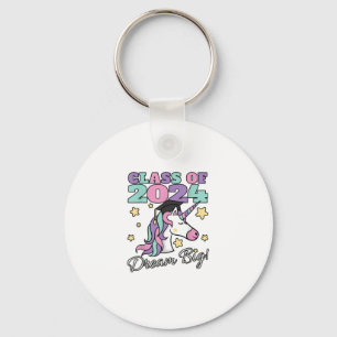 Girls Class of 2024 Magical Unicorn Graduation Cap Keychain