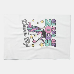Girls Class of 2035 Magical Unicorn Graduation Cap Kitchen Towel