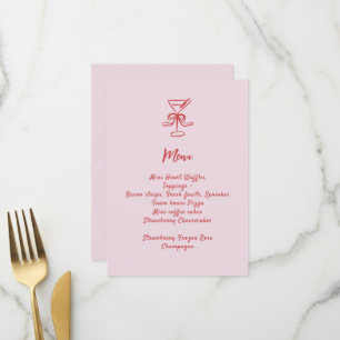 Girls Cocktail Brunch Pink Red Handwritten Menu