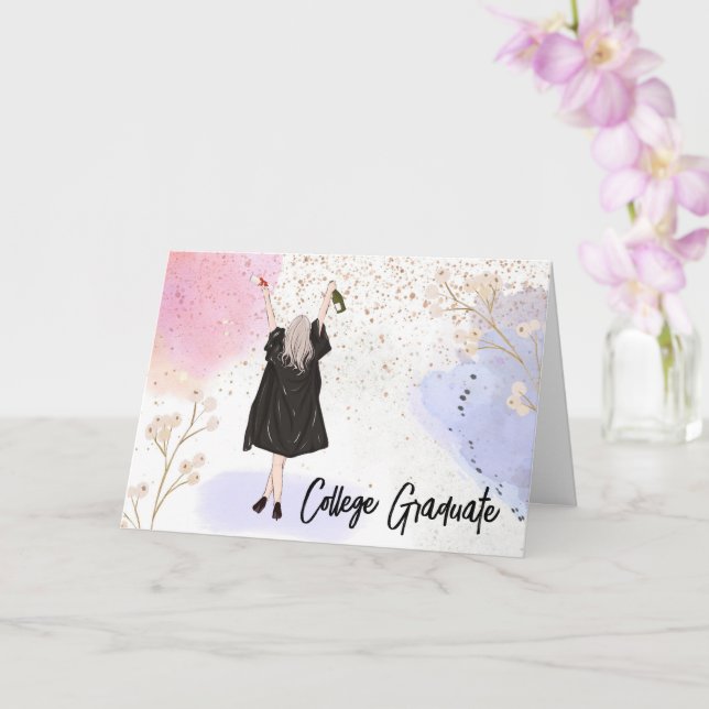 Girls College Graduation  Card (Orchid)