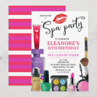 Girls Colorful Lips Spa Party Birthday Invitation