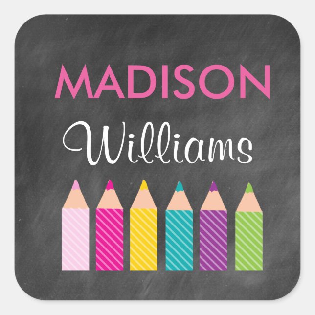 Girl's Colourful Pencils Back to School Stickers (Front)