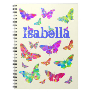 Girls Colourful psychedelic Art Butterfly Isabella Notebook