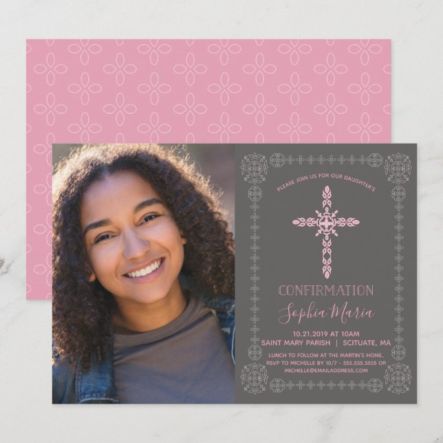 Girl's Confirmation Party Invitation w/ Photo (Front/Back)
