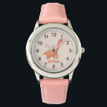Girls Cool and Cute Pink Dinosaur & Name Watch<br><div class="desc">This cute and modern kids watch features a pink dinosaur cartoon and can be personalized with your girls name. With clear, easily readable numbers, this 'first' watch is great for kids or toddlers just starting out on learning the time. The perfect cool dinosaur-themed gift for your little one!</div>