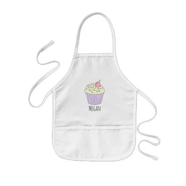 Girls Cool Pink Cupcake Muffin Baker Kids Apron (Front)