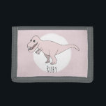 Girl's Cool Pink Doodle T-Rex Dinosaur with Name Tri-fold Wallet<br><div class="desc">This cool design is a part of a collection featuring cute dinosaurs for little girl's apparel and accessories. This children's design features a hand drawn pink T-Rex doodle dinosaur and can be personalized with your girl's name. Perfect for your little girl's first wallet. Check out our store for other dinosaur...</div>