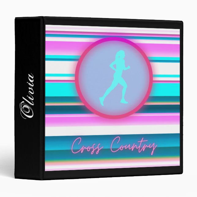 Girls Cross Country Running Stripes Binder (Front/Spine)