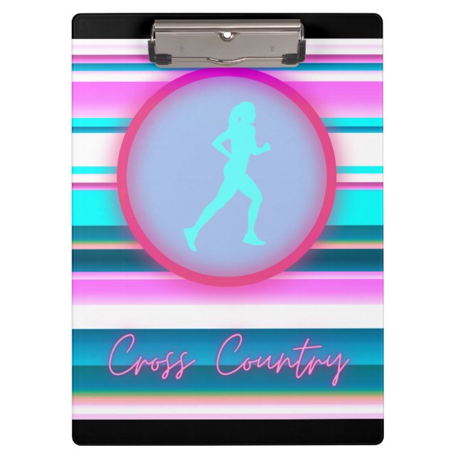 Girls Cross Country Running Stripes   Clipboard (Front)