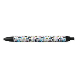 Girl's crossword puzzle black ink pen