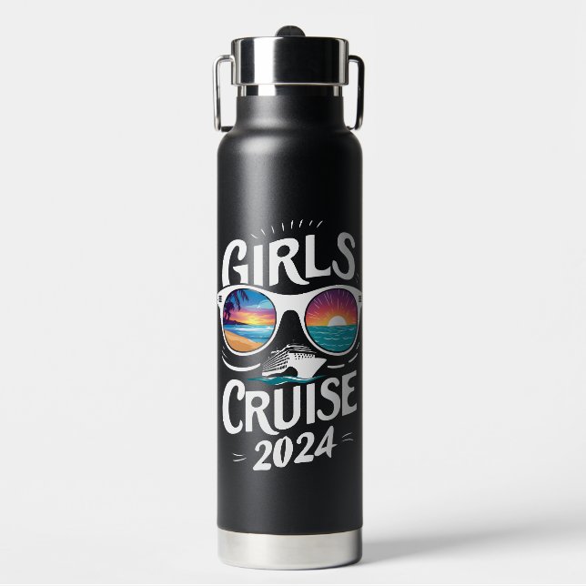 Girls Cruise Trip 2024 Vacation Lovers Water Bottle (Front)