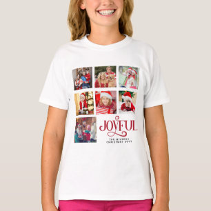 Girls Custom Photo Collage Family Name Christmas T-Shirt