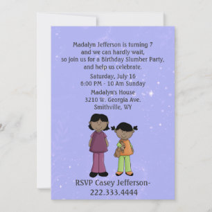 Girl's Custom Slumber Party Birthday Invitation