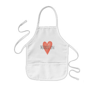 Girls Cute and Girly Pink Watercolor Heart Kids Apron