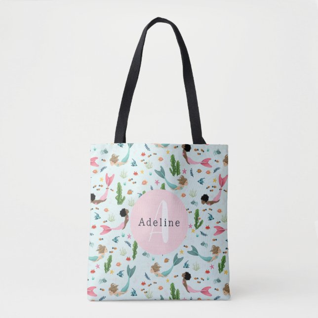 Girls Cute and Magical Mermaid Ocean Kids Tote Bag (Front)