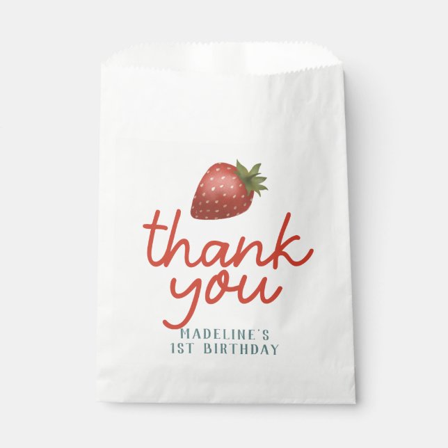 Girls Cute Berry First Kids 1st Birthday Favour Favour Bag (Front)