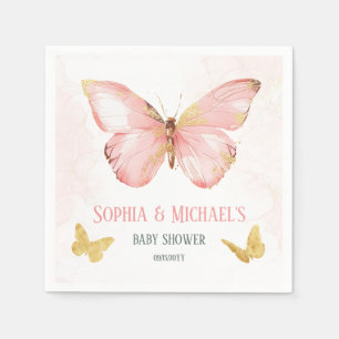Girls Cute Blush Pink Butterfly Baby Shower Party Napkin