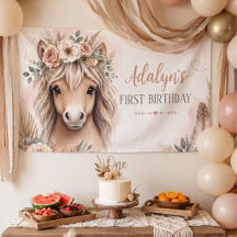 Girls Cute Boho Horse First Birthday