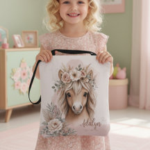 Girls Cute Boho Horse Personalized Name 