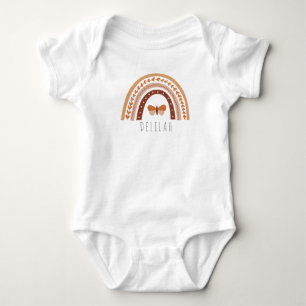 Girls Cute Boho Rainbow Butterfly Personalized Baby Bodysuit
