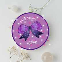 Girls Cute Bow Merry Christmas custom name
