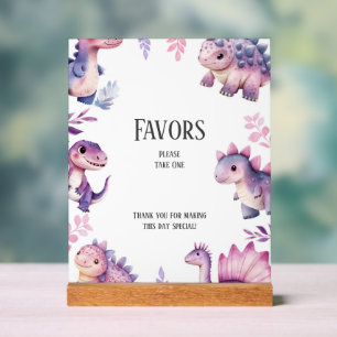 Girls Cute Dinosaur Themed Birthday Favours Sign