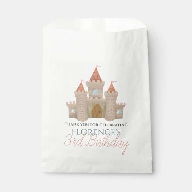 Girls Cute Fairytale Castle Kids Birthday Favour Bag (Front)