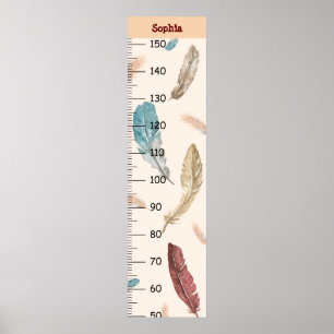 Girls Cute Feather Growth Chart Metric