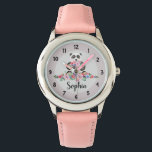 Girls Cute Floral Panda Bear and Name Kids Watch<br><div class="desc">This cute and girly kid's watch features a beautiful,  hand painted panda bear holding a bunch of flowers. This floral watercolor design also features a place for you to add your girl's name. Perfect for any kid's first watch!</div>