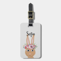 Girls Cute Floral Watercolor Bunny Rabbit
