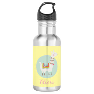 Girls Cute Llama Personalized Name Kids 532 Ml Water Bottle