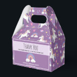 Girls Cute Magical Unicorn Kids Birthday Party Favor Box<br><div class="desc">This cute and magical purple girls birthday party favour box features a unicorn cartoon pattern,  with a rainbow,  planet,  crown,  stars and heart,  and can be personalized with your child's names and a short thank you message. The perfect unicorn themed personalized favour box for your girls princess birthday party!</div>
