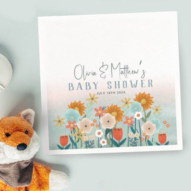 Girls Cute Nature Floral Botanical Baby Shower Napkin (Creator Uploaded)