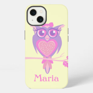 Girls cute owl purple yellow name ipad case