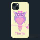 Girls cute owl purple yellow name ipad case<br><div class="desc">Help protect your ipad,  with this pretty girls owl ipad case in pink and yellow. Personalise with your childs name. Exclusively designed by Sarah Trett. www.sarahtrett.com</div>