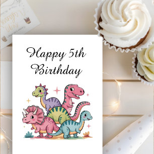 Girls Cute Personalized Dinosaur Birthday  Card