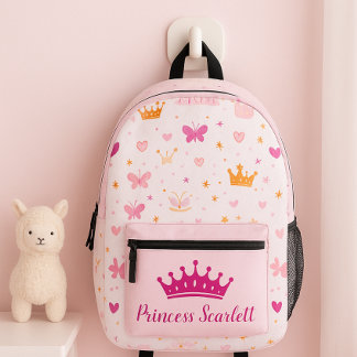 Girls Cute Personalized Princess Crown Backpack
