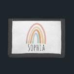 Girls Cute Pink Boho Watercolor Rainbow Kids Trifold Wallet<br><div class="desc">This boho girls wallet features a pink watercolor boho rainbow,  and space to add a name in simple typography. The perfect modern and whimsical gift for any kid or rainbow-loving adult!</div>