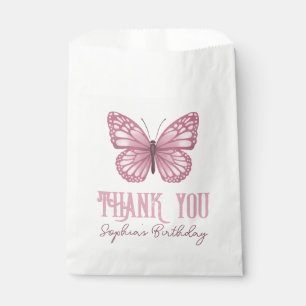 Girls Cute Pink Butterfly Kids Birthday Thank You Favour Bag
