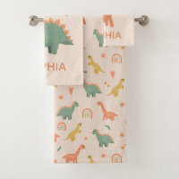 Girls Cute Pink Dinosaur Pattern Name Kids