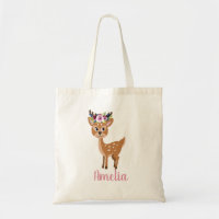 Girls Cute Pink Floral Deer and Flowers Kids