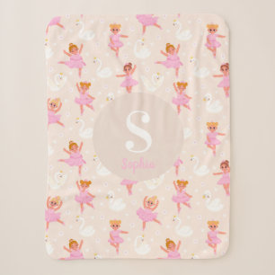 Girls Cute Pink Little Ballerina Baby Blanket